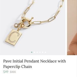 Gold Pave Initial Necklace with Paperclip Chain
